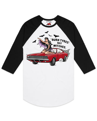 Burn Tyres Not Witches Raglan Tee
