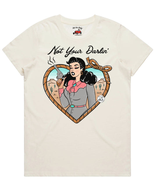 Custom order for Chloe - Not your Darlin' Ladies Crop Tee - Ivory  - XL