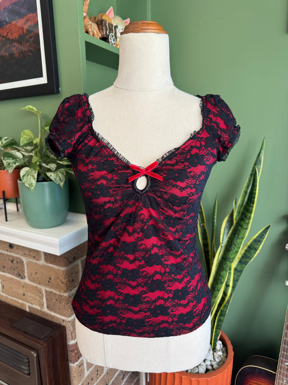 Red & Black Lace Top by Doll Deluxe