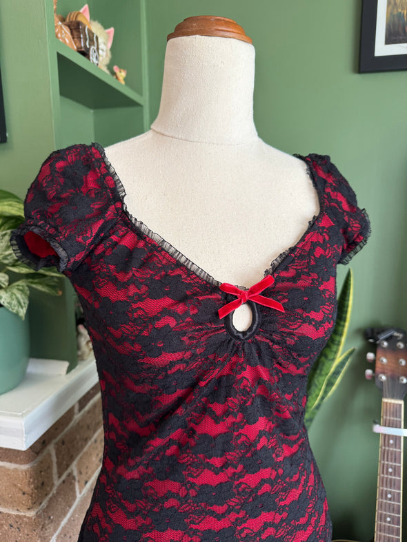 Red & Black Lace Top by Doll Deluxe