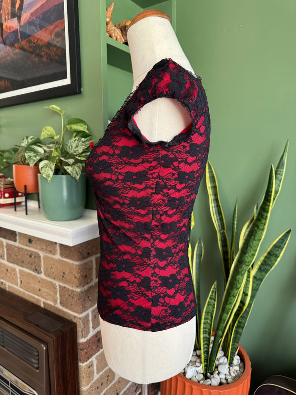 Red & Black Lace Top by Doll Deluxe