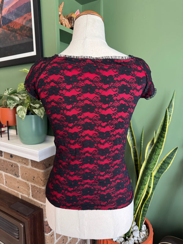 Red & Black Lace Top by Doll Deluxe