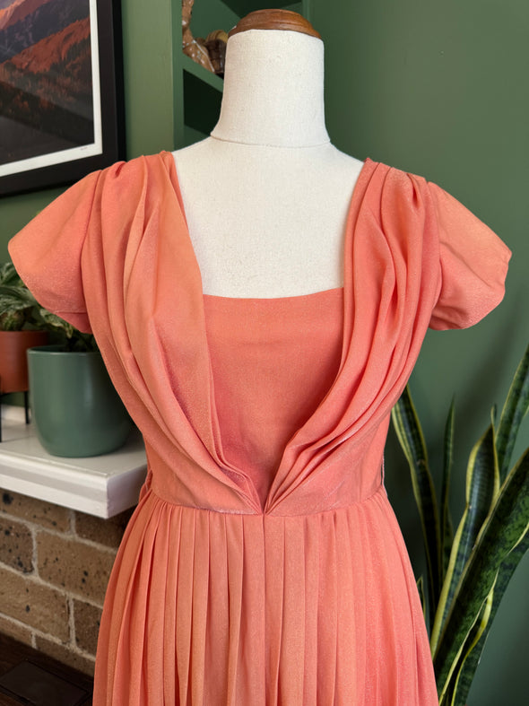 Vintage 1950s/1960s Peach Lurex Dress Size XS