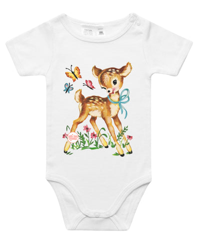 Vintage Deer & Butterflies Baby Bodysuit