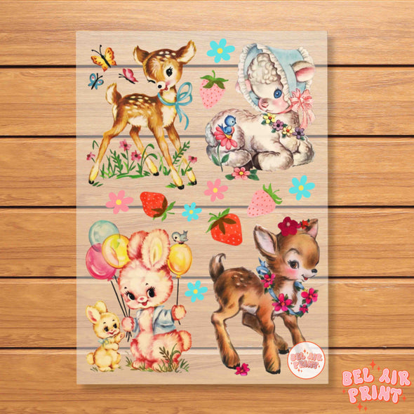Vintage Kitschy Animals Heat Transfer