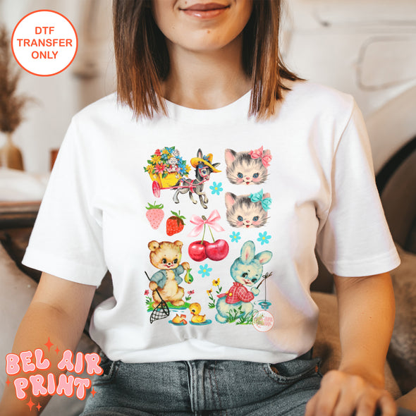 Vintage Kitschy Animals Sheet 2 Heat Transfer