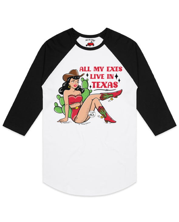 All My Exes Live In Texas Raglan Tee