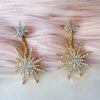 Vintage Gold Atomic Starburst Crystal Earrings