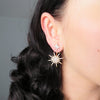 Vintage Gold Atomic Starburst Crystal Earrings