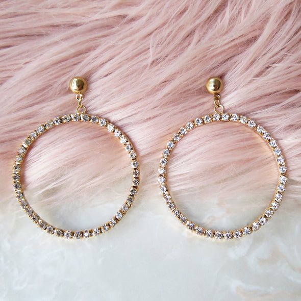 Hollywood Hoop Rhinestone Earrings