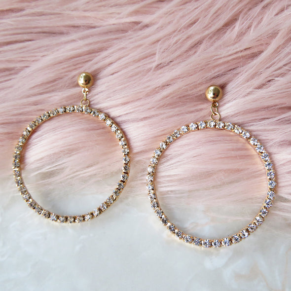 Hollywood Hoop Rhinestone Earrings
