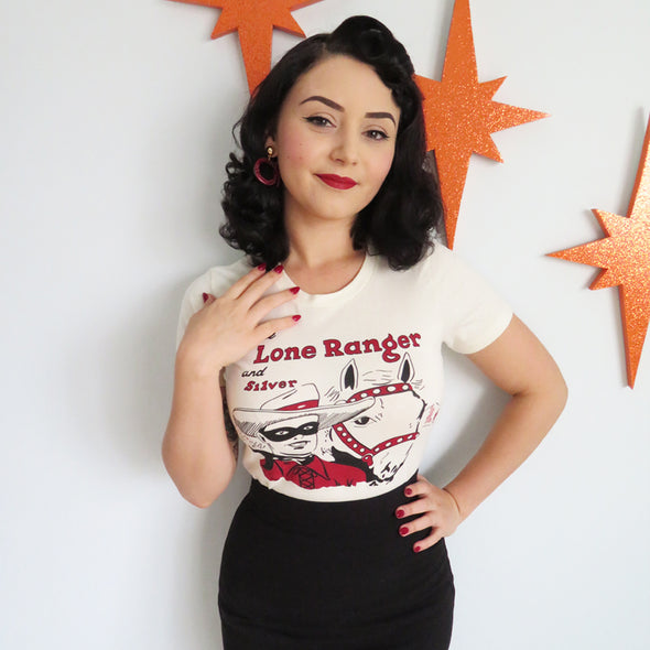 Vintage Pinup T Shirt Rockabilly Vintage Inspired Lone Ranger Western 1950s Bel Air Baby Mira Mae