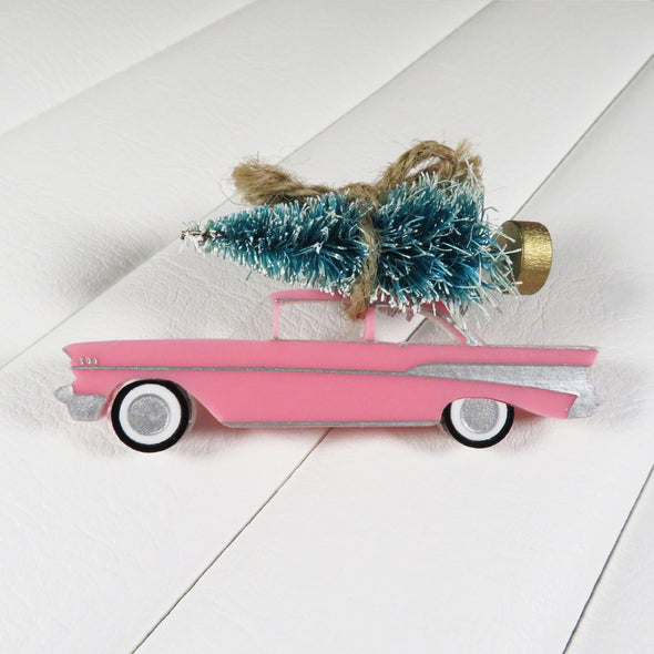 Pink 1957 Chevrolet Christmas Tree Brooch