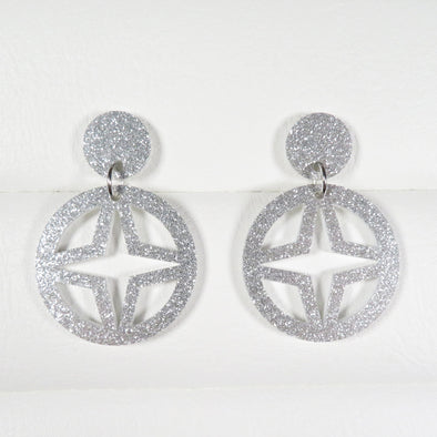 Silver Glitter Breeze Block Dangle Earrings