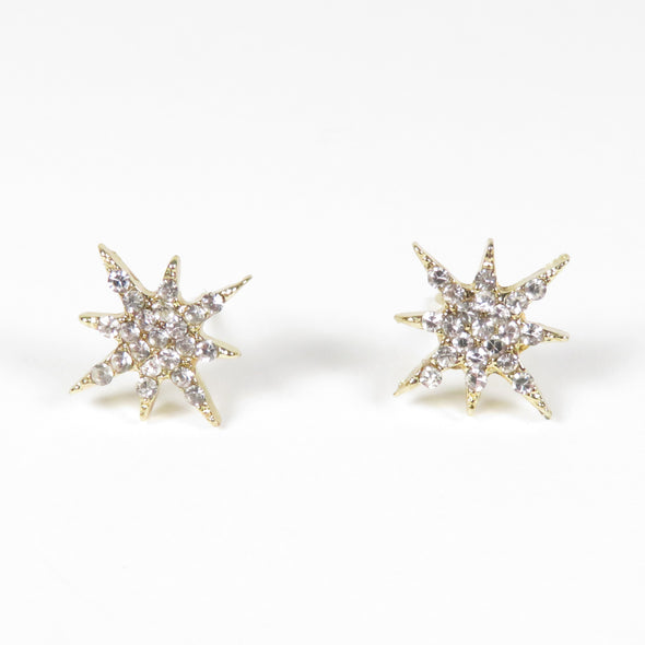 Vintage Gold Atomic Starburst Crystal Earrings