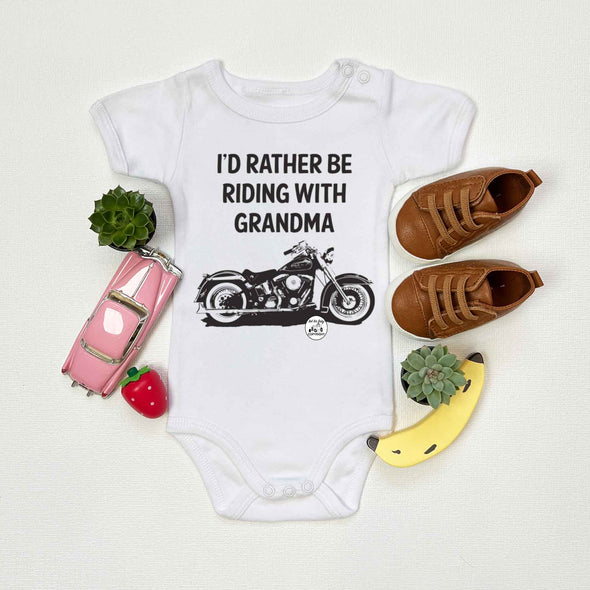 I'd Rather Be Riding With Grandma Harley Motorcycle Baby One Piece