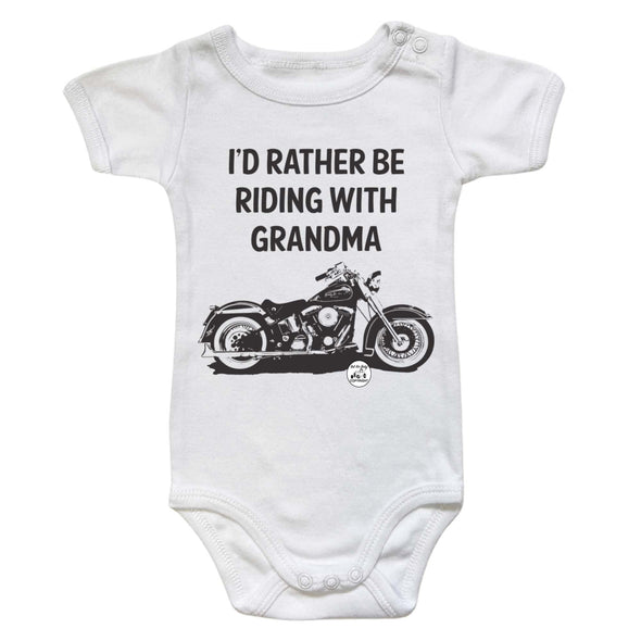 I'd Rather Be Riding With Grandma Harley Motorcycle Baby One Piece