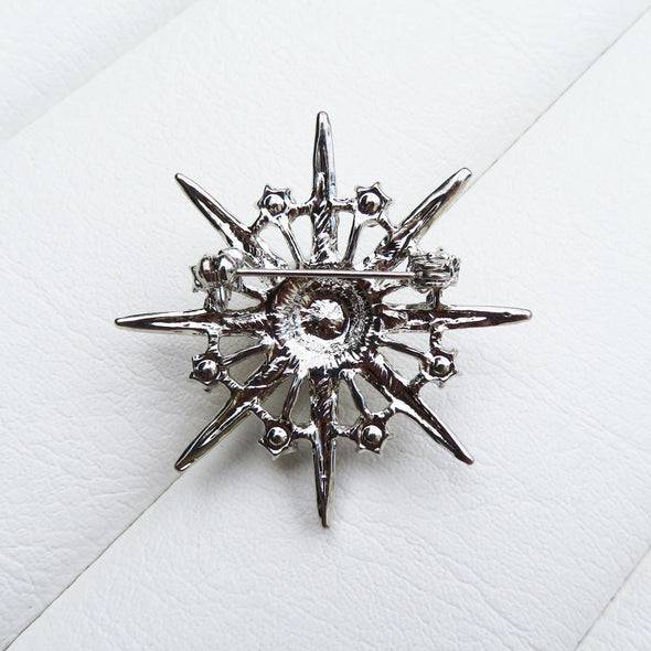 Silver Atomic Starburst Crystal brooch